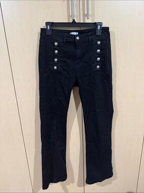 OO LA LA  Black Boot-Cut Jeans with Double Row Silver Buttons